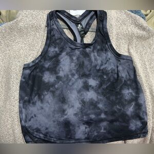 90 Degree By Reflex Black and Gray Tie-Dye Tank Top